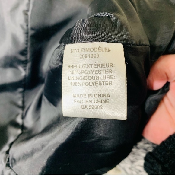 SAGA Lady Fleece Jacket Ombre Black White Novelty Print Cozy Button Down Coat L - Picture 14 of 15